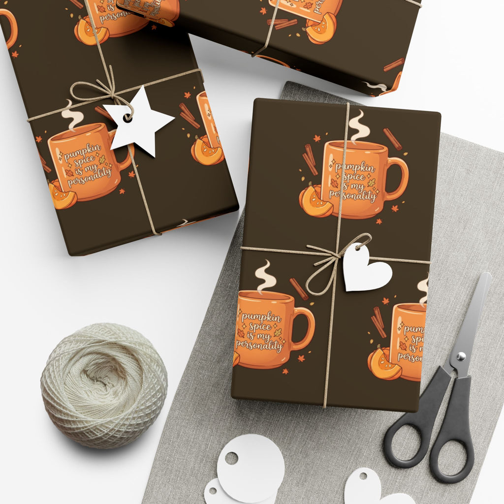 Wrapping Paper — Cozy Pumpkin Spice Mug Pattern (Fall Gift Wrap)