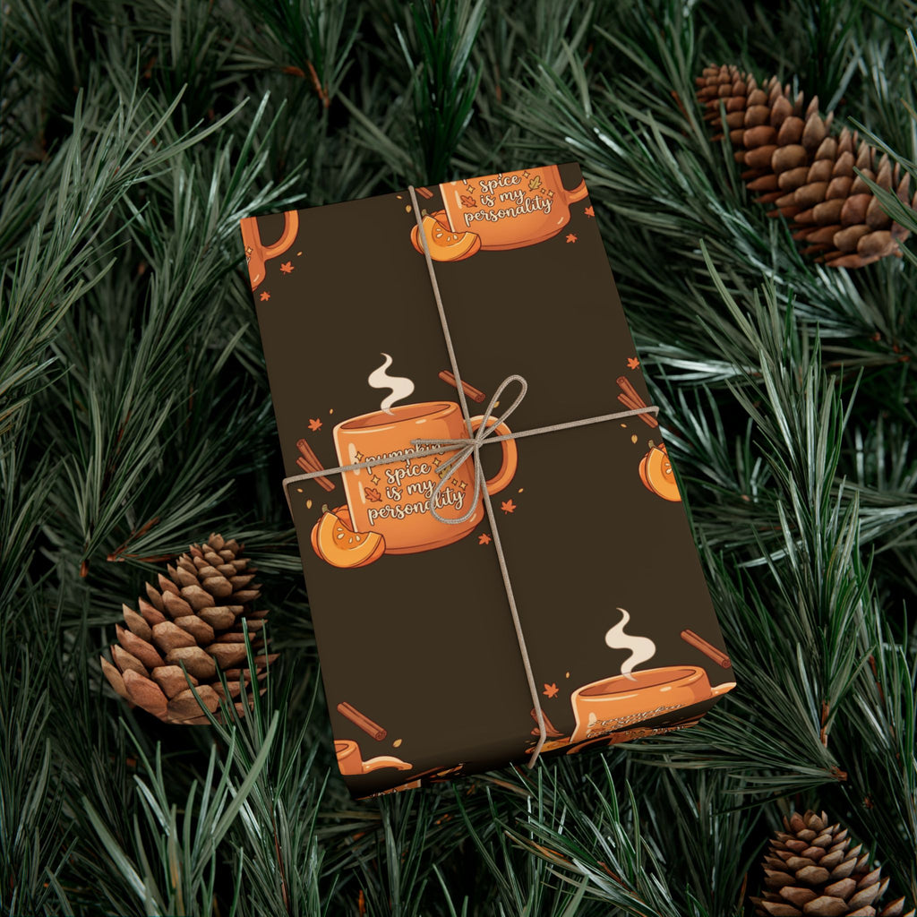 Wrapping Paper — Cozy Pumpkin Spice Mug Pattern (Fall Gift Wrap)