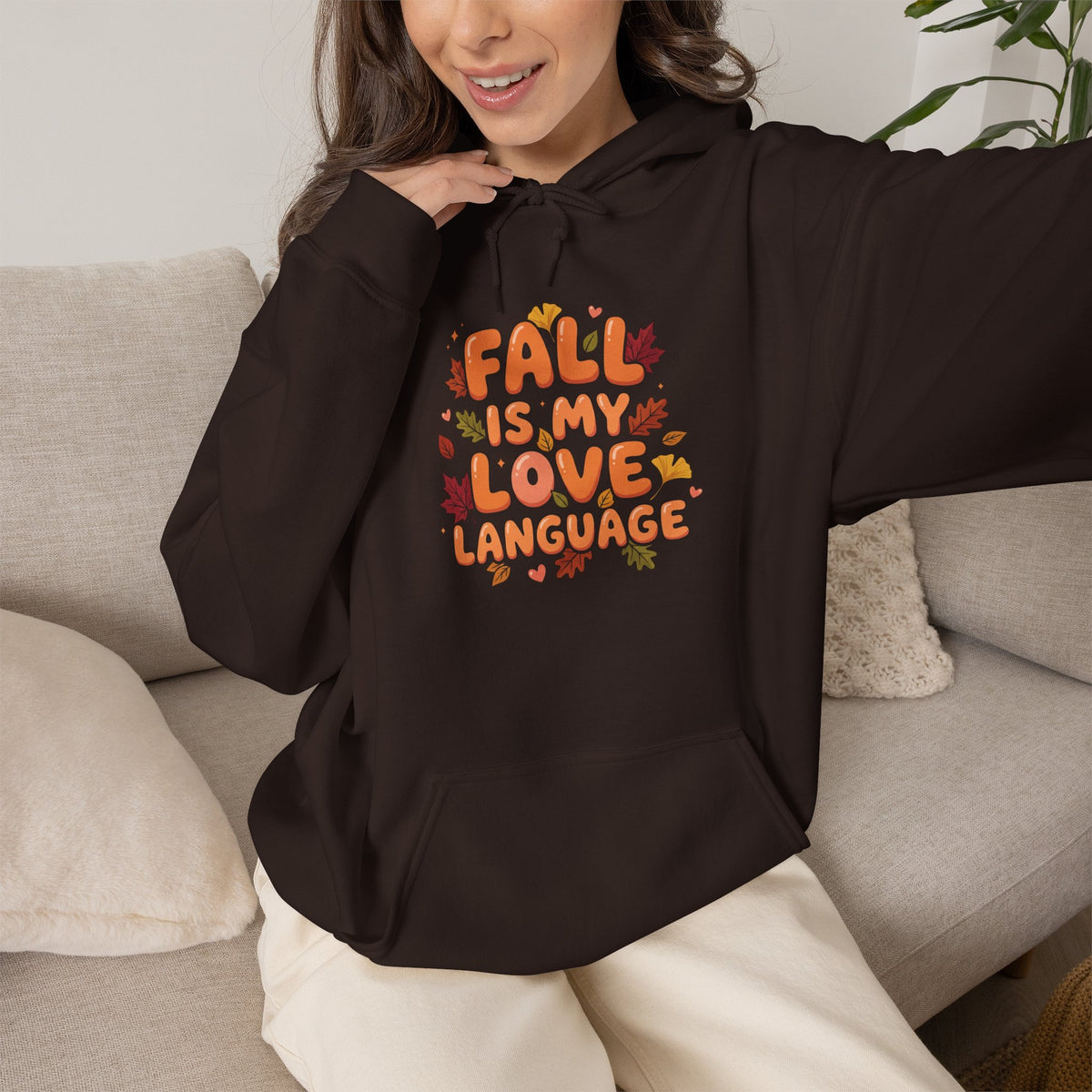 Fall Is My Love Language Hoodie – Autumn Leaves Graphic Sweatshirt