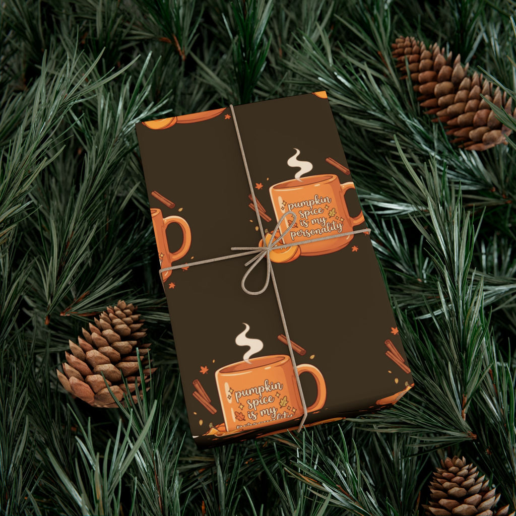 Wrapping Paper — Cozy Pumpkin Spice Mug Pattern (Fall Gift Wrap)